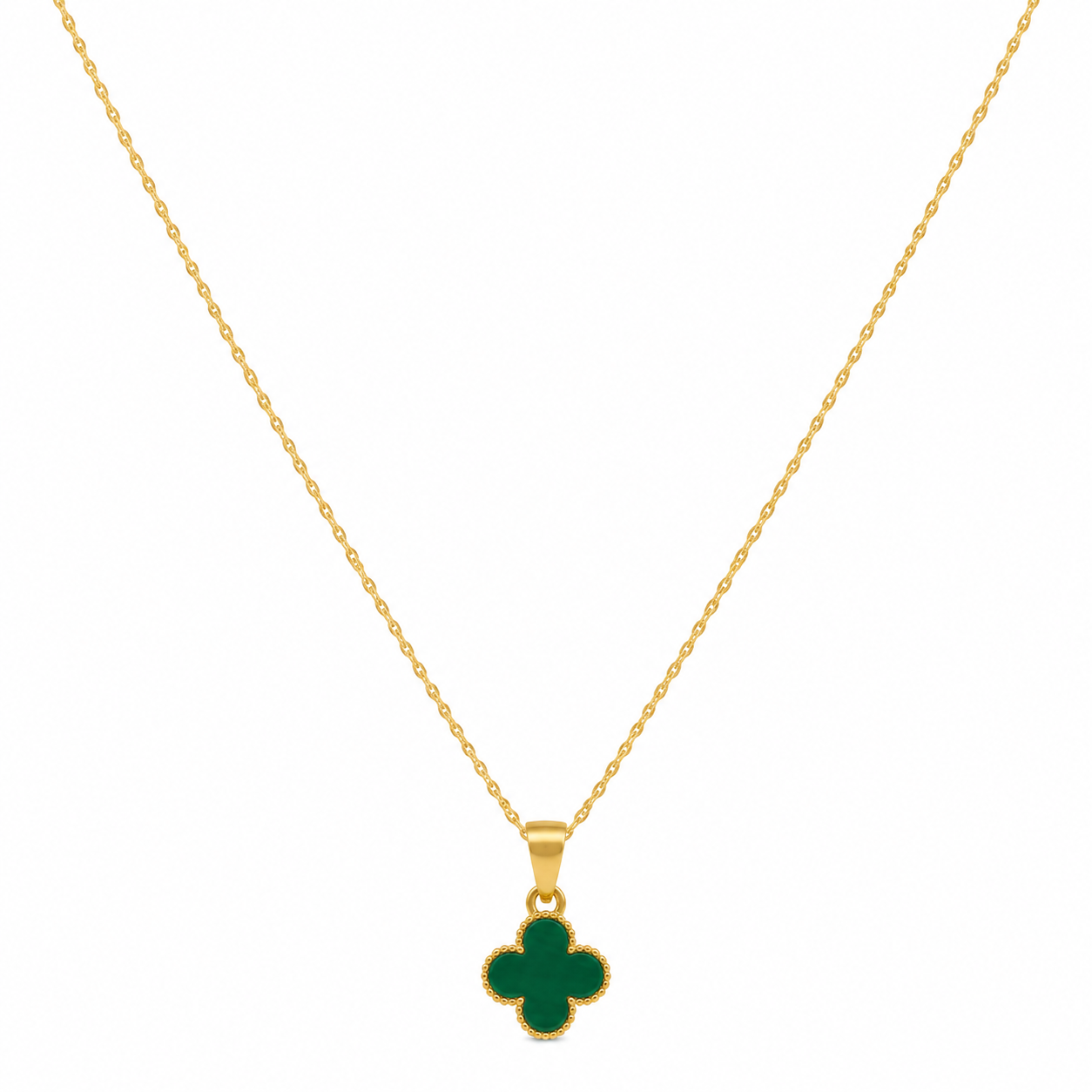 Collar trébol baño oro 18K con cadena singapur