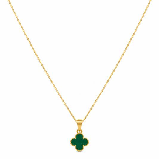Collar trébol baño oro 18K con cadena singapur